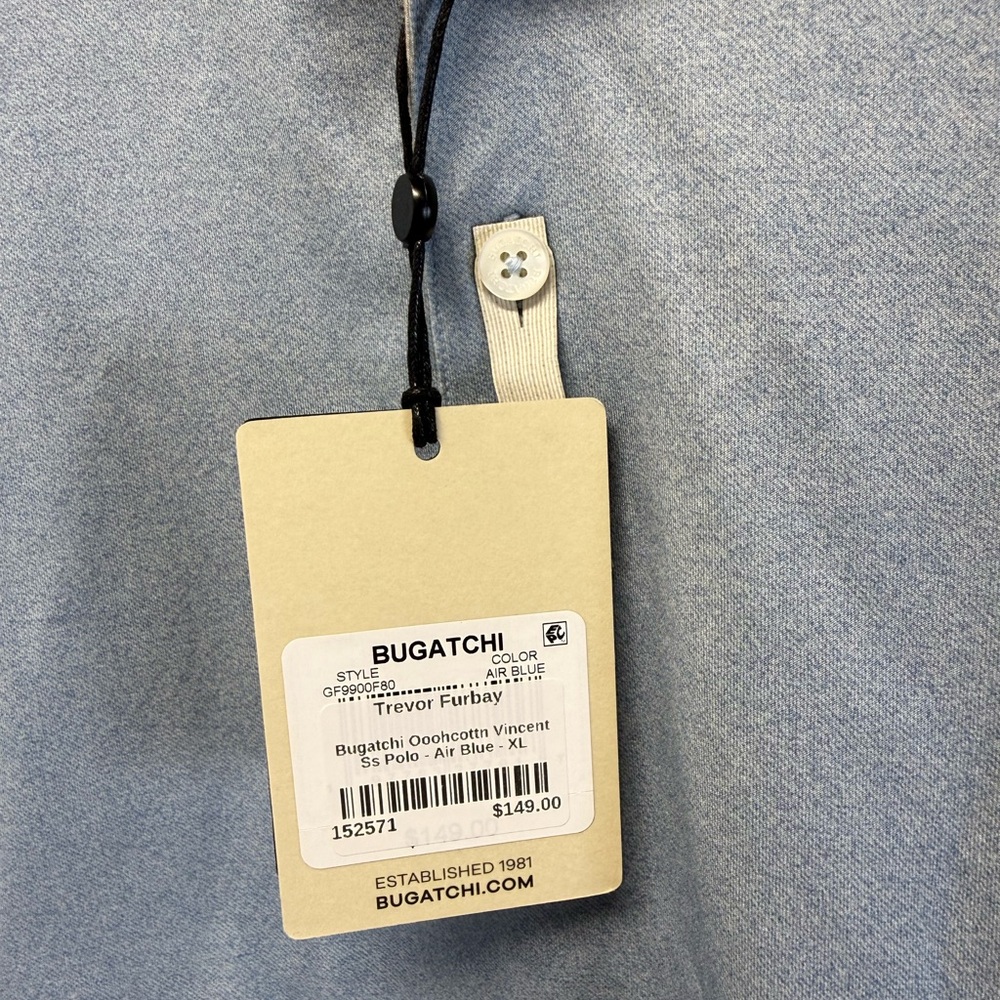 Bugatchi OoohCotton Vincent Polo Shirt Air Blue Color Men's XL - Picture 5 of 9